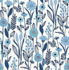 NUS4043 Jane Peel & Stick Wallpaper with Blooming Array of Flowers and Ferns in Blue Blue Colors Whimsical Style Peel and Stick Adhesive Vinyl
