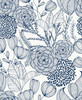 NUS3830 Secret Garden Peel & Stick Wallpaper with Hand Painted Design in Navy Blue Colors Whimsical Style Peel and Stick Adhesive Vinyl