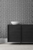 2232002 Greek Key Wallpaper Metallic Earl Gray Silver Nonwoven (FSC) Etten Gallerie Collection Made in Netherlands