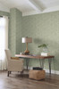 York Wallcoverings PSW1038RL Papyrus Weave Peel and Stick Wallpaper Green