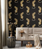 DB20200 Leopard King Animal Print Black Vinyl Self Adhesive Contemporary Style Wallpaper by Daisy Bennett Made in United States