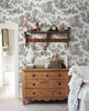 NW43300 Chateau Toile Traditional Style Inkwell Black Vinyl Self-Adhesive Wallpaper by NextWall Made in United States