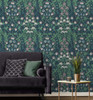 NW43804 Tulip Garden Floral Vintage Style Deep Ocean Purple Haze Vinyl Self-Adhesive Wallpaper by NextWall Made in United States