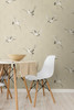 NW42810 Cranes Animal Print Art Deco Style Alba Beige Vinyl Self-Adhesive Wallpaper by NextWall Made in United States