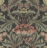 NW41501 Acanthus Floral Vintage Style Charcoal Rosewood Vinyl Self-Adhesive Wallpaper by NextWall Made in United States
