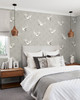 NW42808 Cranes Animal Print Art Deco Style Argos Gray Vinyl Self-Adhesive Wallpaper by NextWall Made in United States