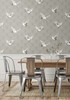 NW42808 Cranes Animal Print Art Deco Style Argos Gray Vinyl Self-Adhesive Wallpaper by NextWall Made in United States