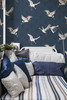 NW42802 Cranes Animal Print Art Deco Style Denim Blue Vinyl Self-Adhesive Wallpaper by NextWall Made in United States