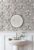 NW41401 Magnolia Trail Floral Contemporary Style Metallic Silver Petal Pink Vinyl Self-Adhesive Wallpaper by NextWall Made in United States