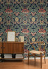 NW44402 Primrose Floral Vintage Style Denim Blue Auburn Vinyl Self-Adhesive Wallpaper by NextWall Made in Netherlands