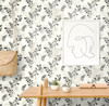 NW44105 Woodland Walk Botanical Contemporary Style Steel Gray Vinyl Self-Adhesive Wallpaper by NextWall Made in United States
