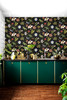 NW43000 Summer Garden Floral Contemporary Style Jet Black Vinyl Self-Adhesive Wallpaper by NextWall Made in United States