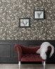 NW43600 Acanthus Trail Botanical Vintage Style Charcoal Black Vinyl Self-Adhesive Wallpaper by NextWall Made in United States