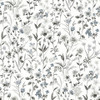 NW41900 Wildflowers Floral Contemporary Style  Charcoal Bluestone Gray Vinyl Self-Adhesive Wallpaper by NextWall Made in United States
