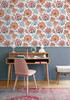 NW42701 Jacobean Blossom Floral Contemporary Style Fandango Pink Bluebird Vinyl Self-Adhesive Wallpaper by NextWall Made in United States
