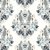 NW41808 Spring Damask Traditional Style Bluestone Gray Vinyl Self-Adhesive Wallpaper by NextWall Made in United States
