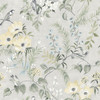 4072-70001 Frederique Gray Off White Bloom Wallpaper Sure Strip Prepasted Wall Covering Delphine Collection from Chesapeake by Brewster Made in United States