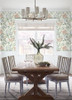 4072-70002 Frederique Green Off White Bloom Wallpaper Sure Strip Prepasted Wall Covering Delphine Collection from Chesapeake by Brewster Made in United States