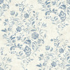 4072-70006 Isidore Blue Scroll Wallpaper Sure Strip Prepasted Wall Covering Delphine Collection from Chesapeake by Brewster Made in United States