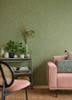 316055 Marguerite Forest Coral Green Floral Wallpaper Non Woven Unpasted Wall Covering Posy Collection from Eijffinger by Brewster Made in Netherlands