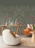 316081 Forest Green Whimsical Wall Mural Non Woven Unpasted Wall Covering Posy Collection from Eijffinger by Brewster Made in Netherlands