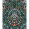 316015 Nasrin Blueberry Teal Coral Blue Damask Wallpaper Non Woven Unpasted Wall Covering Posy Collection from Eijffinger by Brewster Made in Netherlands