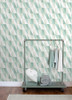 4060-138920 Inez Teal Blue Geometric Wallpaper Non Woven Unpasted Wall Covering Fable Collection from Chesapeake by Brewster Made in Netherlands