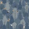 4060-51601 Quillen Indigo Blue Forest Wallpaper Non Woven Unpasted Wall Covering Fable Collection from Chesapeake by Brewster Made in France