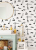 4060-139263 Eowyn Black Cranes Wallpaper Non Woven Unpasted Wall Covering Fable Collection from Chesapeake by Brewster Made in Netherlands