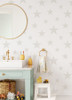 4060-347696 Amira Cream Off White Stars Wallpaper Non Woven Unpasted Wall Covering Fable Collection from Chesapeake by Brewster Made in Netherlands