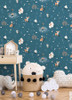 4060-31311 Jesper Blue Campfire Wallpaper Non Woven Unpasted Wall Covering Fable Collection from Chesapeake by Brewster Made in France