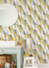 4060-138921 Inez Mustard Yellow Geometric Wallpaper Non Woven Unpasted Wall Covering Fable Collection from Chesapeake by Brewster Made in Netherlands