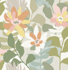 4014-26453 Koko Taupe Pastel Floral Botanical Wallpaper Non Woven Unpasted Wall Covering Seychelles Collection from A-Street Prints by Brewster Made in Great Britain