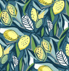 4014-26422 Meyer Blue Citrus Botanical Wallpaper Non Woven Unpasted Wall Covering Seychelles Collection from A-Street Prints by Brewster Made in Great Britain