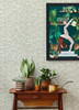 4014-26428 Flavia Light Gray Animal Print Wallpaper Non Woven Unpasted Wall Covering Seychelles Collection from A-Street Prints by Brewster Made in Great Britain