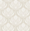 4014-26465 Palmier Light Gray Lotus Fan Botanical Wallpaper Non Woven Unpasted Wall Covering Seychelles Collection from A-Street Prints by Brewster Made in Great Britain