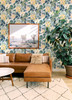 4014-26456 Koko Turquoise Blue Floral Botanical Wallpaper Non Woven Unpasted Wall Covering Seychelles Collection from A-Street Prints by Brewster Made in Great Britain
