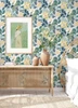 4014-26456 Koko Turquoise Blue Floral Botanical Wallpaper Non Woven Unpasted Wall Covering Seychelles Collection from A-Street Prints by Brewster Made in Great Britain