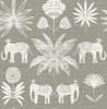 4014-26437 Bazaar Gray Neutral Elephant Oasis Animals Wallpaper Non Woven Unpasted Wall Covering Seychelles Collection from A-Street Prints by Brewster Made in Great Britain