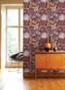 4014-26449 Praslin Merlot Red Botanical Wallpaper Non Woven Unpasted Wall Covering Seychelles Collection from A-Street Prints by Brewster Made in Great Britain