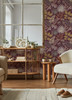 4014-26449 Praslin Merlot Red Botanical Wallpaper Non Woven Unpasted Wall Covering Seychelles Collection from A-Street Prints by Brewster Made in Great Britain