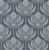 4014-26424 Palmier Navy Blue Lotus Fan Botanical Wallpaper Non Woven Unpasted Wall Covering Seychelles Collection from A-Street Prints by Brewster Made in Great Britain