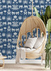 4014-26436 Bazaar Blue Elephant Oasis Animals Wallpaper Non Woven Unpasted Wall Covering Seychelles Collection from A-Street Prints by Brewster Made in Great Britain
