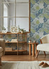 4014-26450 Praslin Sky Blue Botanical Wallpaper Non Woven Unpasted Wall Covering Seychelles Collection from A-Street Prints by Brewster Made in Great Britain