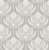 4014-26425 Palmier Grey Lotus Fan Botanical Wallpaper Non Woven Unpasted Wall Covering Seychelles Collection from A-Street Prints by Brewster Made in Great Britain