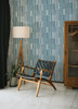 4014-26414 Sabah Teal Blue Stripe Geometrics Wallpaper Non Woven Unpasted Wall Covering Seychelles Collection from A-Street Prints by Brewster Made in Great Britain