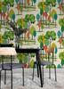 CEP50137W Cypress Teal Tall Trees Wallpaper Farmhouse Style Non Woven Unpasted Wall Covering Concept Collection from Ohpopsi by Brewster made in Great Britain