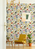 4066-26538 Juni Multicolor Abstract Tulips Wallpaper Scandinavian Style Non Woven Unpasted Wall Covering Hannah Collection from A-Street Prints by Brewster made in Great Britain