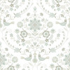 4066-26513 Britt Neutral Embroidered Damask Wallpaper Farmhouse Style Non Woven Unpasted Wall Covering Hannah Collection from A-Street Prints by Brewster made in Great Britain