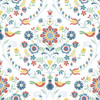 4066-26512 Britt Multicolor Embroidered Damask Wallpaper Farmhouse Style Non Woven Unpasted Wall Covering Hannah Collection from A-Street Prints by Brewster made in Great Britain